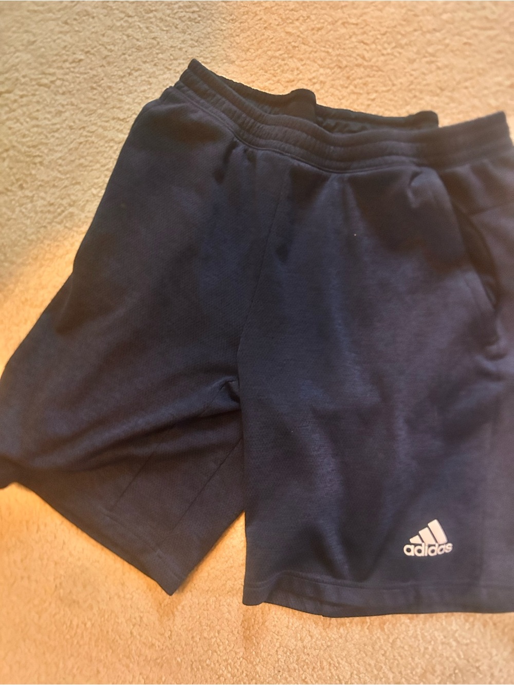 adidas Dark Blue Athletic Shorts with White Logo